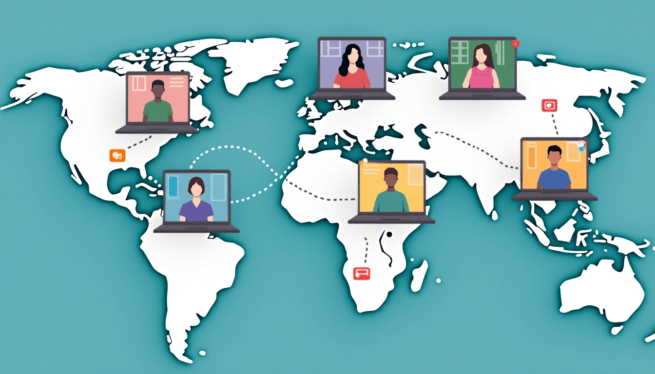 Virtual team collaborating across the globe