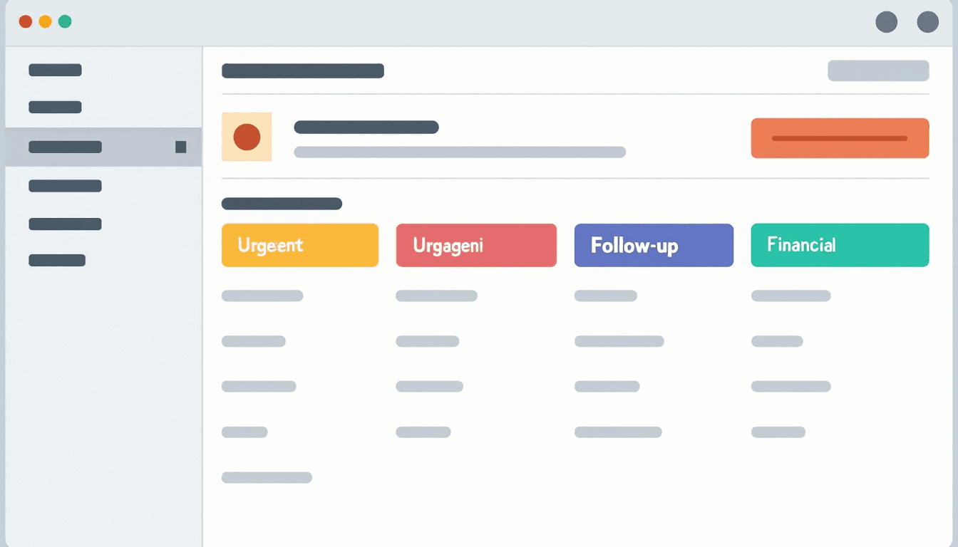 Organized email inbox with color-coded labels