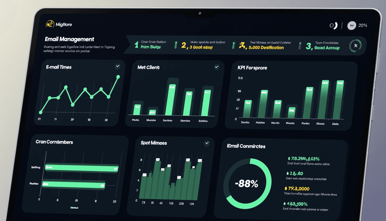 Dashboard showing email management performance metrics