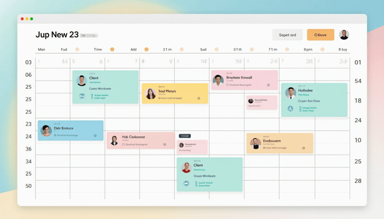 A color-coded calendar showing time blocks