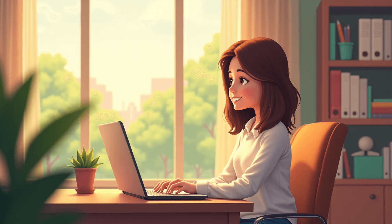 A relaxed and successful virtual assistant enjoying work-life balance